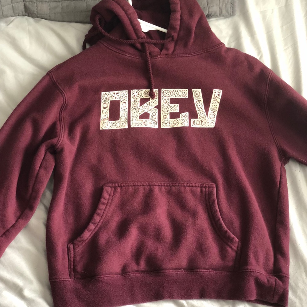 maroon obey hoodie